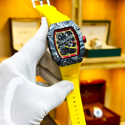 RM carbon fiber watch Pakistan, skeleton dial men watch, RM style watch Pakistan, rubber strap luxury watch, slim body men watch, quartz skeleton watch