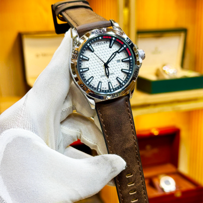 Tubular men watch Pakistan, tubular original watch, leather strap men watch Pakistan, quartz men watch with date, branded men watch Pakistan, stylish men watch