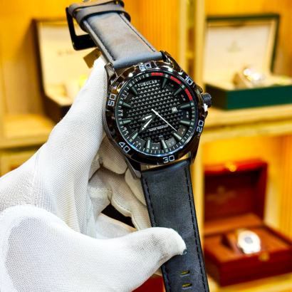 Tubular men watch Pakistan, tubular original watch, leather strap men watch Pakistan, quartz men watch with date, branded men watch Pakistan, stylish men watch