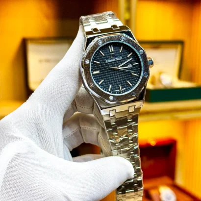 AP men watch Pakistan, Audemars style watch Pakistan, AP second copy watch, metal strap men watch Pakistan, quartz men watch with date, luxury style men watch