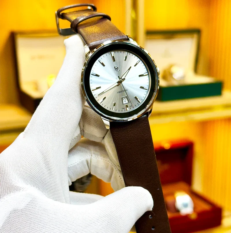 D.L original watch Pakistan, Japan quartz men watch, leather strap men watch Pakistan, men watch with date function, daily wear men watch, branded men watch Pakistan