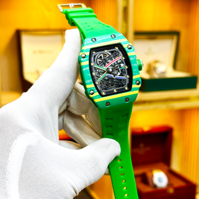 RM carbon fiber watch Pakistan, skeleton dial men watch, RM style watch Pakistan, rubber strap luxury watch, slim body men watch, quartz skeleton watch