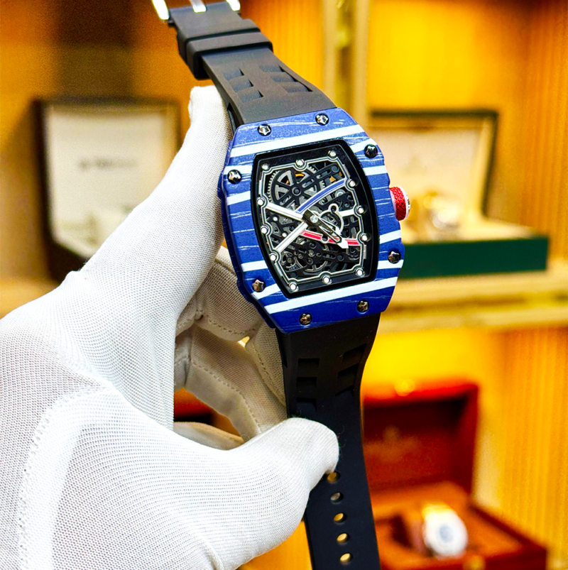 RM carbon fiber watch Pakistan, skeleton dial men watch, RM style watch Pakistan, rubber strap luxury watch, slim body men watch, quartz skeleton watch