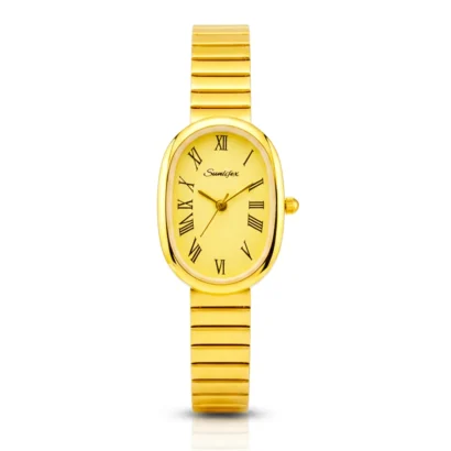 SUNLIFEX original women’s watch featuring a vintage oval dial, elegant slim design, quartz movement, and stainless steel chain — perfect for daily and formal wear.