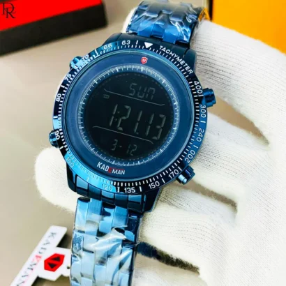 KADEMAN original digital watch with stainless steel chain, time, date, alarm, stopwatch, and light. Durable build with premium quality.