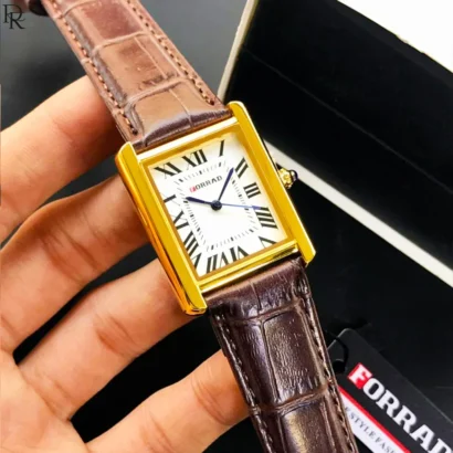 FORRAD Tank Model – Slim Case | Roman Dial | Leather Strap