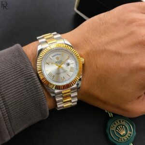 ROLEX Roman Model – Day & Date | Fluted Bezel | Steel Chain